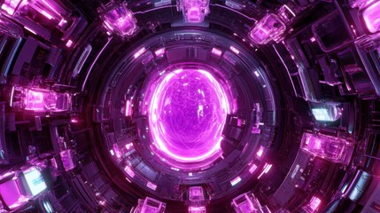 Inside a futuristic portal a 3d render of the cosmic digital realm