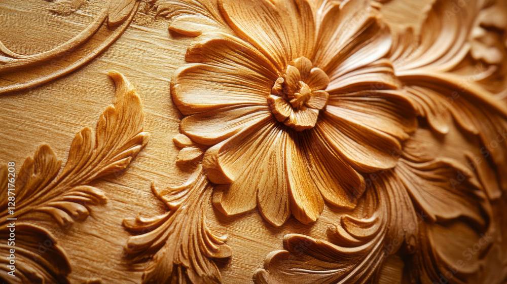 Poster intricate wood texture with elegant engravings and subtle shading for artistic design
