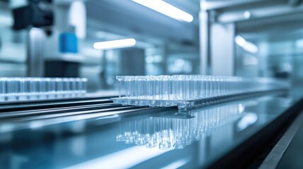 Automated conveyor belt transporting molded plastic parts from an injection molding machine