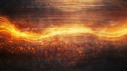 Light trails on wooden texture background for abstract art and design