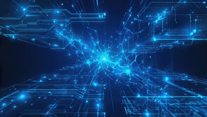 Futuristic Digital Abstract Background with Blue Light Patterns