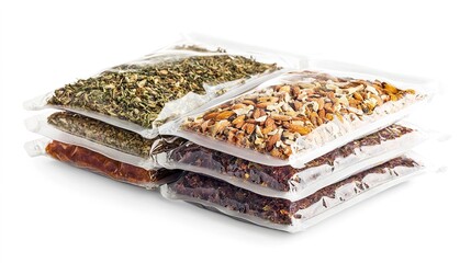 Innovative freeze-dried space food technology for astronauts science lab product photography isolated environment