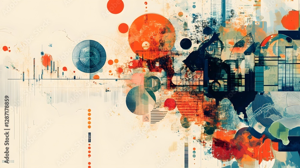 Poster an abstract design featuring vibrant circles and geometric shapes that represent modern creativity a