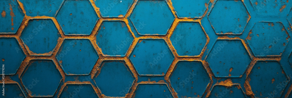 Poster abstract texture of woven hexagonal mesh with rustic elements for design projects