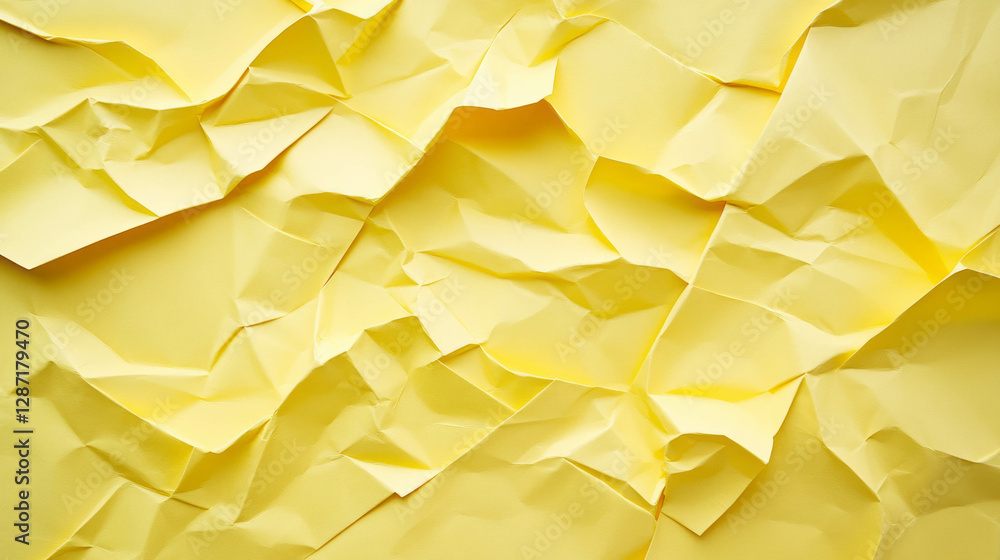Poster abstract yellow paper texture with folded and rumpled pattern for creative background design