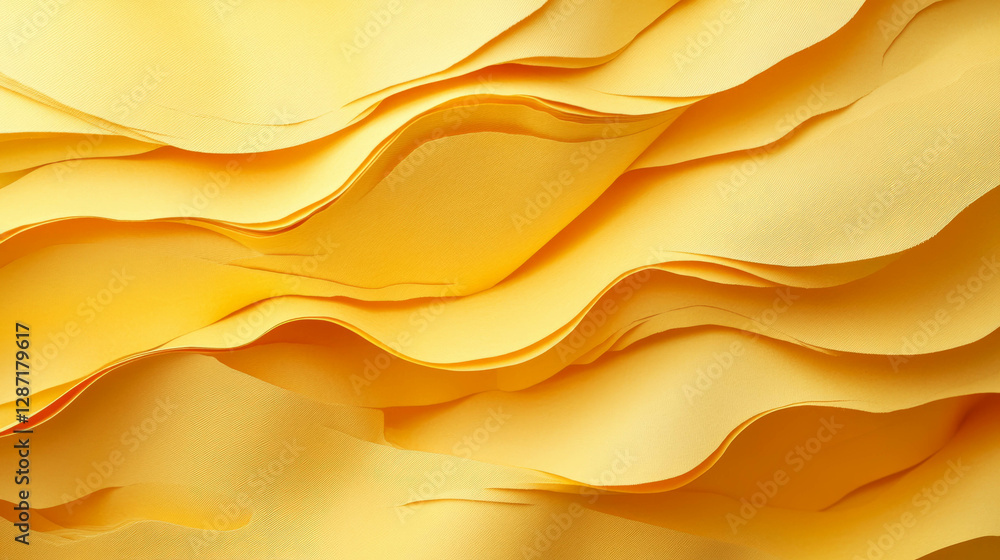 Poster yellow layered paper texture with ruffled patterns for creative design