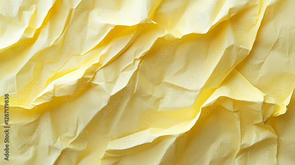 Poster abstract texture of yellow rumpled paper with smooth highlights for creative background design