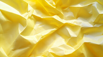 Vibrant yellow crumpled paper texture with defined creases for creative design projects