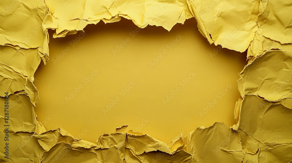 Poster abstract background of yellow torn paper texture with ripped edges for creative design
