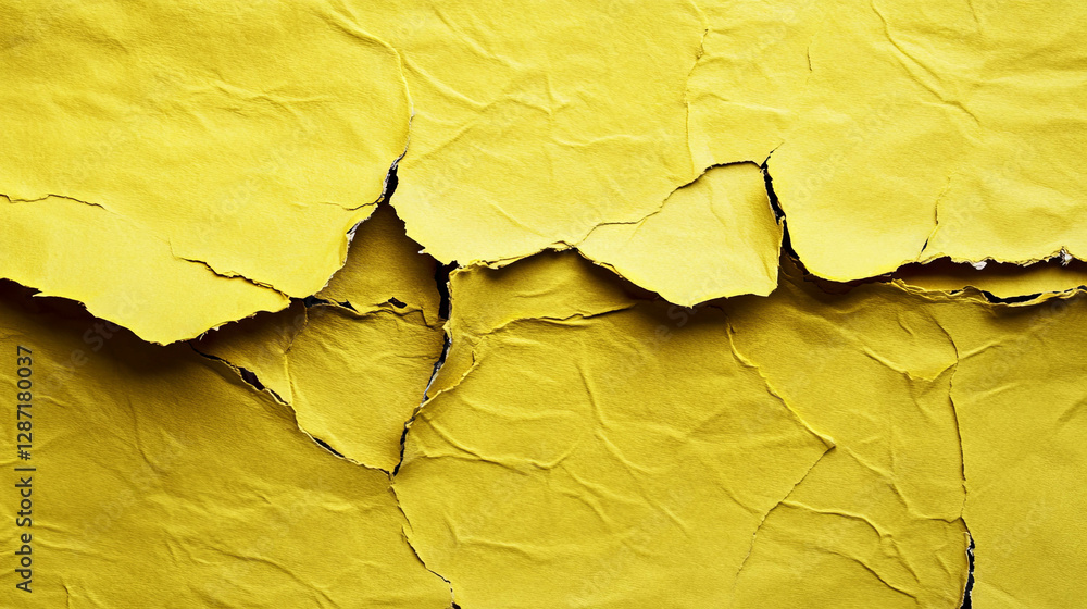 Poster abstract yellow torn paper texture with jagged edges for creative background design