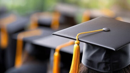 Graduation ceremony caps, students, future