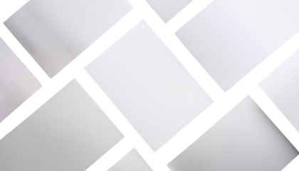 Abstract geometric pattern of blank white papers overlaid transparent background mockup design template
