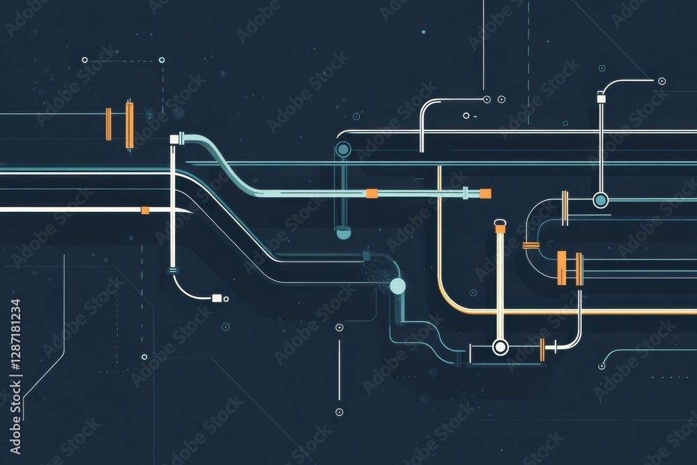 Leinwandbilder visual representation of gas pipeline systems and flow patterns in an industrial setting. generative