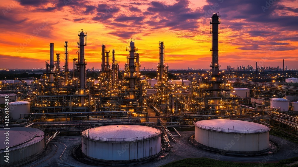 Poster high-tech automation systems controlling petrochemical processing efficiency