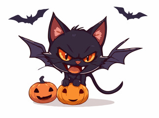 Menacing Black Cat Halloween Graphic