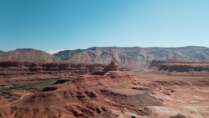 Drone view of a desert rocky environment