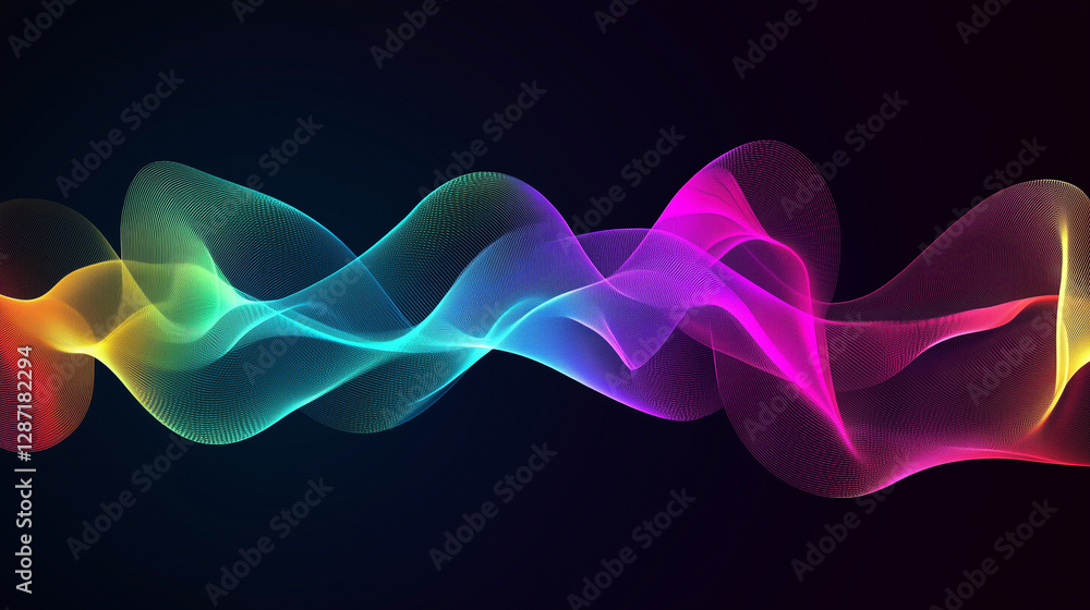 Aufkleber abstract rainbow flowing wave lines vibrant colorful swirls dynamic energy design background