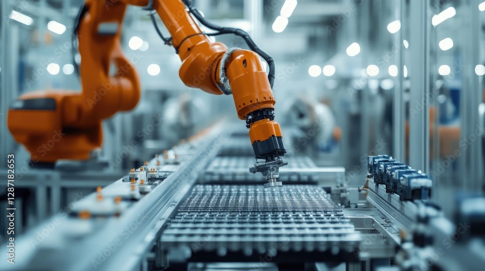 Poster injection molding production line with a robotic system for automated part removal
