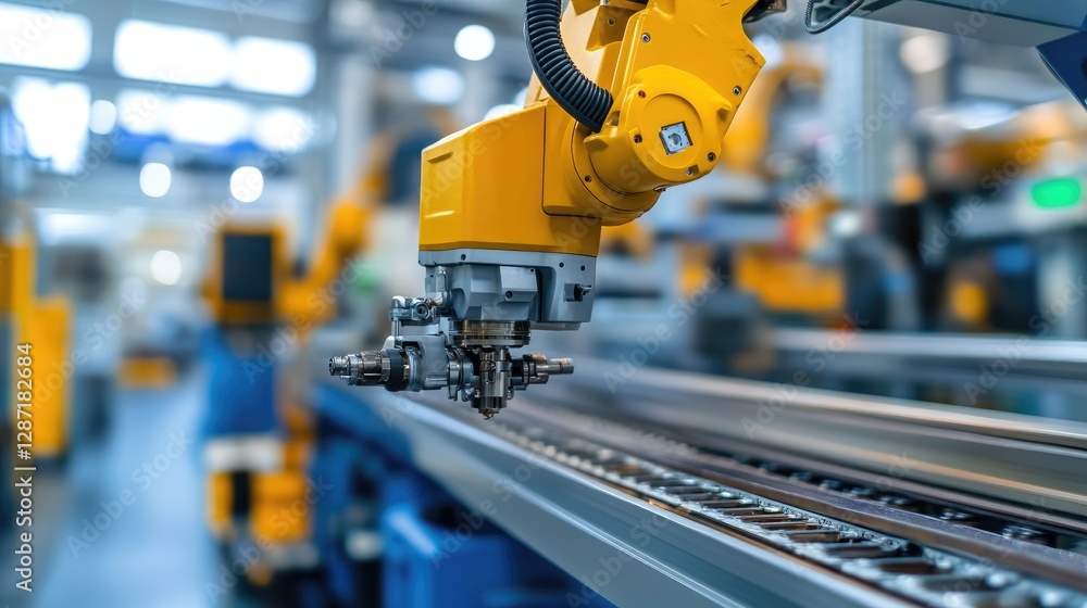 Poster injection molding production line with a robotic system for automated part removal