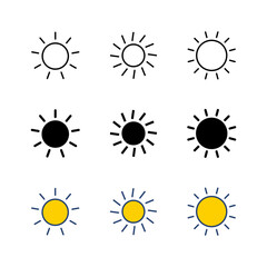 Sun icon set. Brightness Icon vector