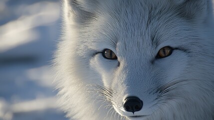 Naklejka premium Captivating arctic fox in high-resolution fur texture snowy landscape wildlife photography close-up view