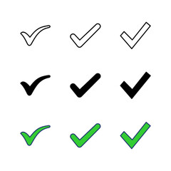 Check mark icon set. Check mark icon. Tick mark symbol vector
