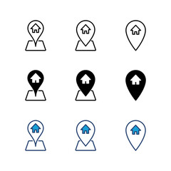 Address icon set. home location icon vector