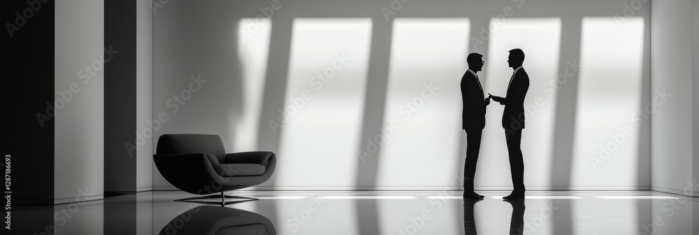 Aufkleber two businessmen engaging in a handshake in a well lit modern office space during the afternoon. gene