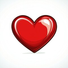 Glossy red heart on white background	