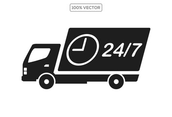 Fast shipping delivery truck flat icon for apps.vector icons illustration stock