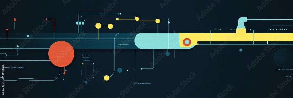 Leinwandbilder Infographic illustrating gas pipeline flow and distribution in a modern minimalist style. Generative AI