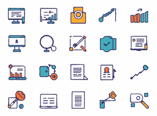 Business Strategy Icons Collection of 15 Vector Symbols for Presentations and Reports