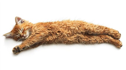Charming kitten sleeping pose isolated on white animal photography minimalist style close-up adorable relaxation