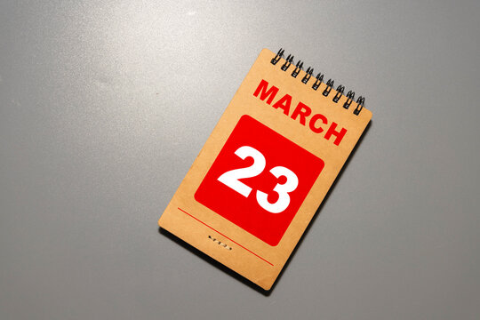 23 March calendar month text on wooden blocks. Calendar month concept