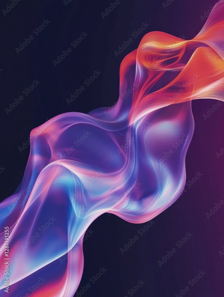 Poster Colorful abstract wave pattern flowing against a dark background showcasing vibrant colors and smooth transitions. Generative AI