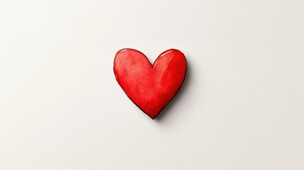 Fototapeta premium Red heart on minimal white background 