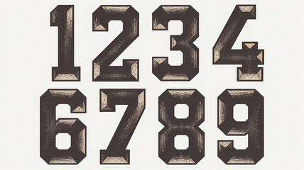 Fototapeta premium Vintage Style Number Collection with Retro Appearance and Texture