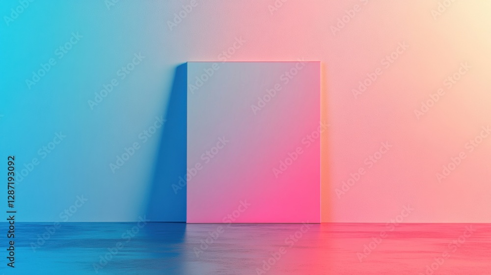 Aufkleber Colorful minimalist square against a gradient background and glossy floor in an abstract artistic setting. Generative AI