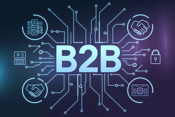 Fototapeta premium B2B Business Network Concept with Technology and Connection Elements