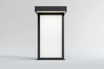 Empty modern black outdoor advertising kiosk mockup on white background