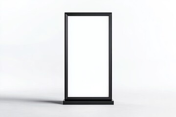 Black vertical display stand mockup, blank advertising billboard, studio shot