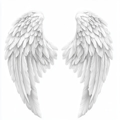 Fototapeta premium Pair of Large White Angel Wings on White Background