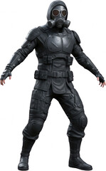 Tactical Combat Soldier in Gas Mask Full Body 3D Render Protective Gear