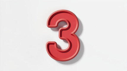 Naklejka premium Bold Red Number Three on White Background for Creative Use