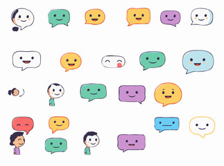 Obraz premium Vibrant 15 Communication Icons Set. Talking, Speech Bubble, Discussion Vector Collection