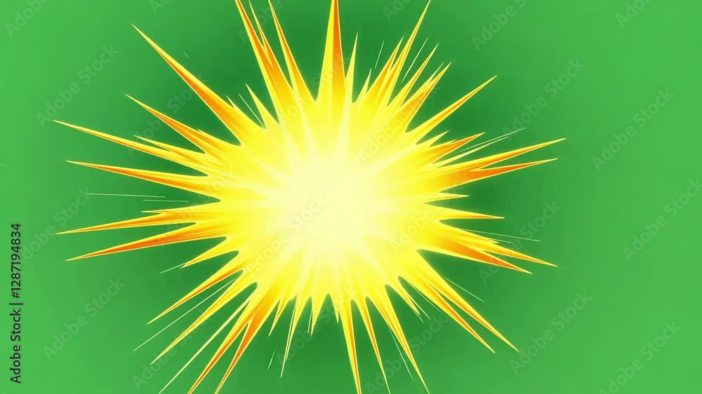 Aufkleber bright yellow sun animation rotating clockwise on chroma key green screen background, perfect for vi