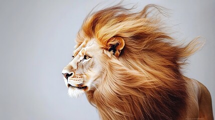 Majestic male lion portrait isolated background wildlife photography natural environment side view animal majesty