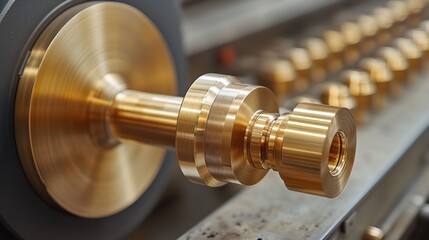 Brass part machining, factory, precision, industrial, metalworking, background parts