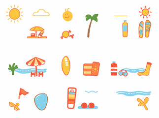 Summer vibes: Beach at day icon pack featuring 15 sunny seaside elements for digital projects
