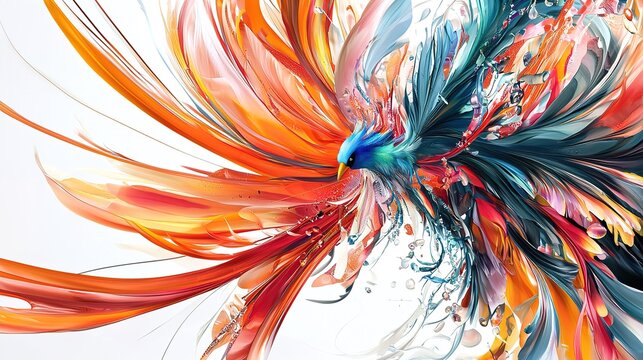 Vibrant tropical birds in flight colorful artwork nature scene artistic expression abstract perspective - Powered by Adobe